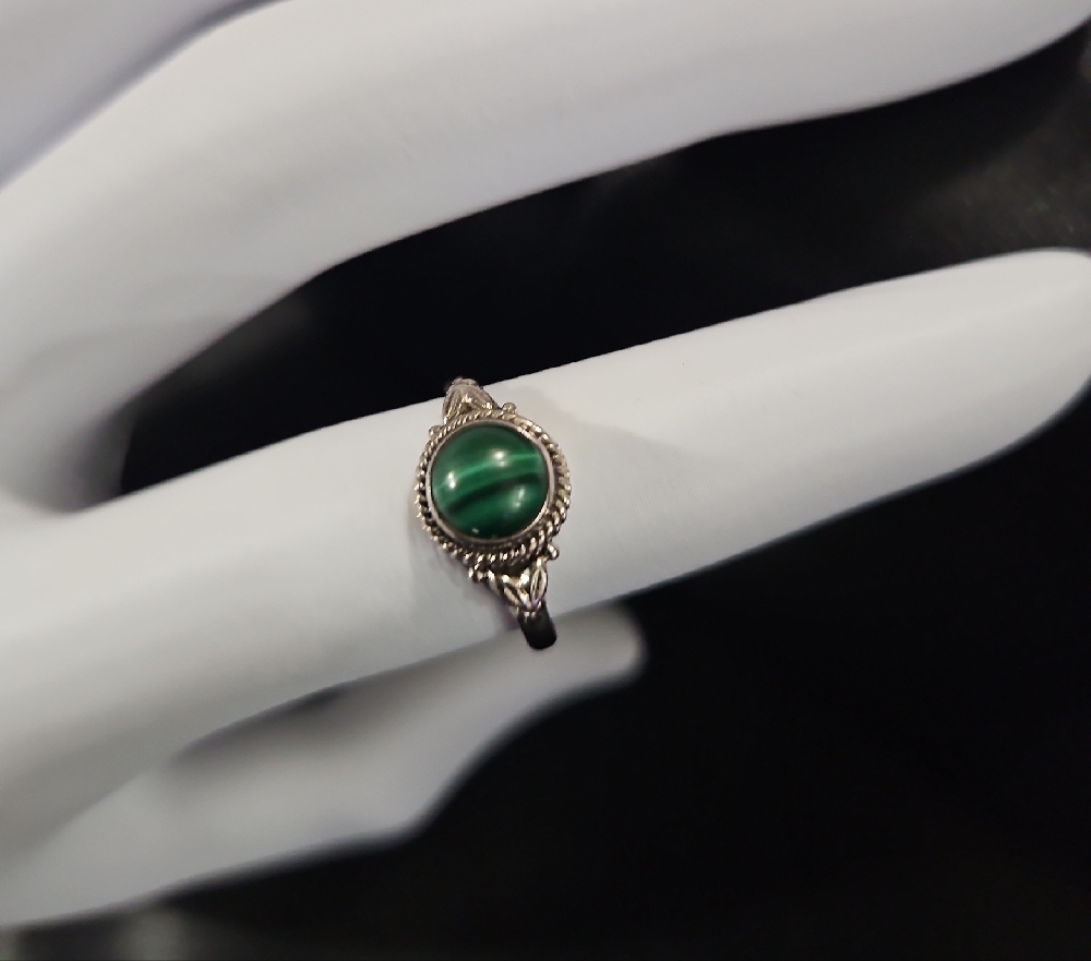 Malachite Stone Silver 925 Ring - image 2